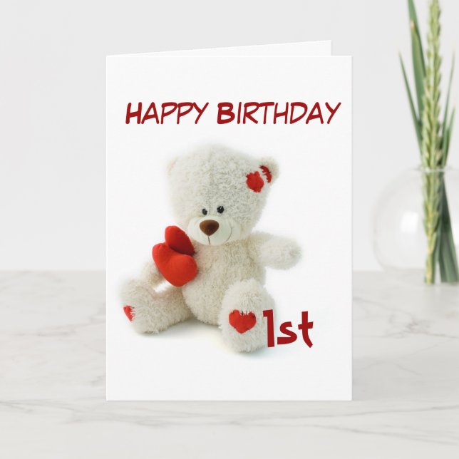 Carte Joyeux anniversaire 1er Teddy Bear Thème (Devant)