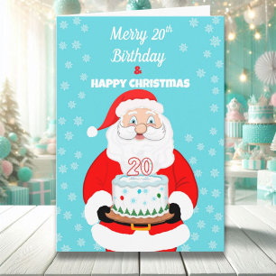 Carte Joyeux anniversaire 20 ans Noël Santa