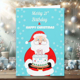 Carte Joyeux anniversaire 21 ans Noël Santa