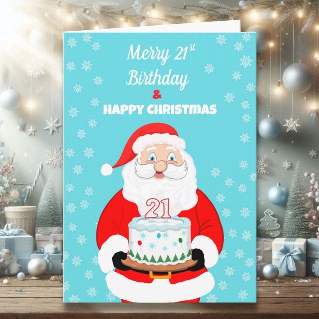 Carte Joyeux anniversaire 21 ans Noël Santa  (Créateur téléchargé)