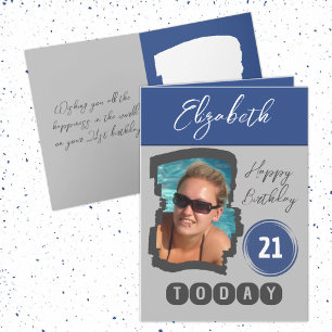 Carte Joyeux anniversaire 21 aujourd'hui ajouter photo g