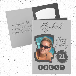 Carte Joyeux anniversaire 21 aujourd'hui ajouter photo g