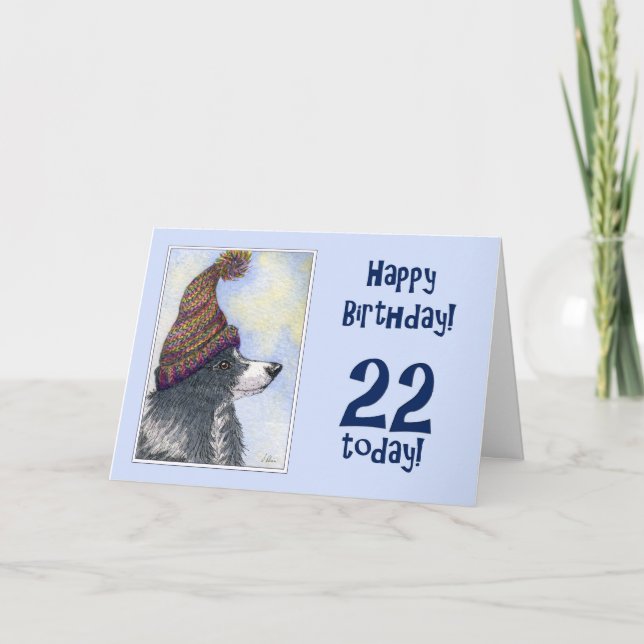 Carte Joyeux anniversaire, 22 aujourd'hui, frontière col (Devant)