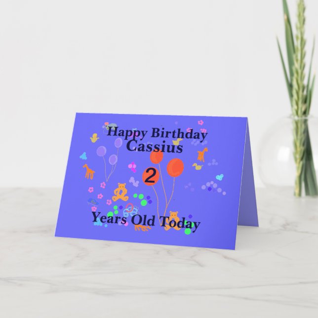 Carte Joyeux anniversaire 2 ans Ajouter un nom (Devant)