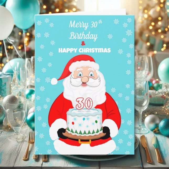 Carte Joyeux anniversaire 30 ans Noël Santa  (Créateur téléchargé)