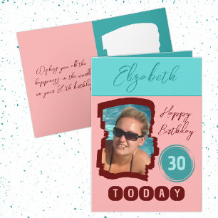 Carte Joyeux anniversaire 30 aujourd'hui ajouter photo b