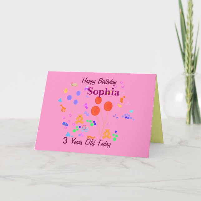 Carte Joyeux anniversaire 3 ans (Devant)