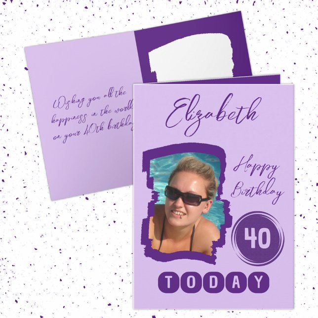 Carte Joyeux anniversaire 40 aujourd'hui ajouter photo v (Créateur téléchargé)