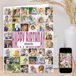 Carte Joyeux anniversaire 40 photo Collage personnalisé<br><div class="desc">Grande carte d'anniversaire personnalisée avec vos propres photos et messages personnalisés. Le modèle photo est configuré pour vous pour télécharger 40 photos et vous pouvez modifier le libellé, à l'intérieur et à l'extérieur. Le devant est écrit avec "happy anniversaire" en gras de typographie moderne surdimensionnée, à laquelle vous pouvez ajouter...</div>