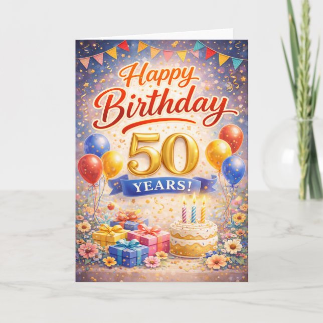 Carte Joyeux Anniversaire - 50 ans (Devant)