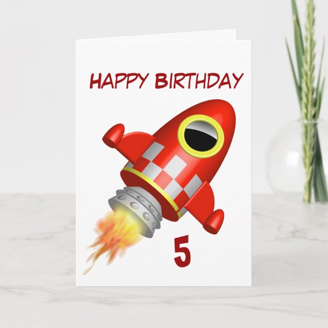 Carte Joyeux Anniversaire 5e Thème Little Rocket (Devant)