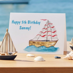 Carte Joyeux Anniversaire 5ème Bateau à voile