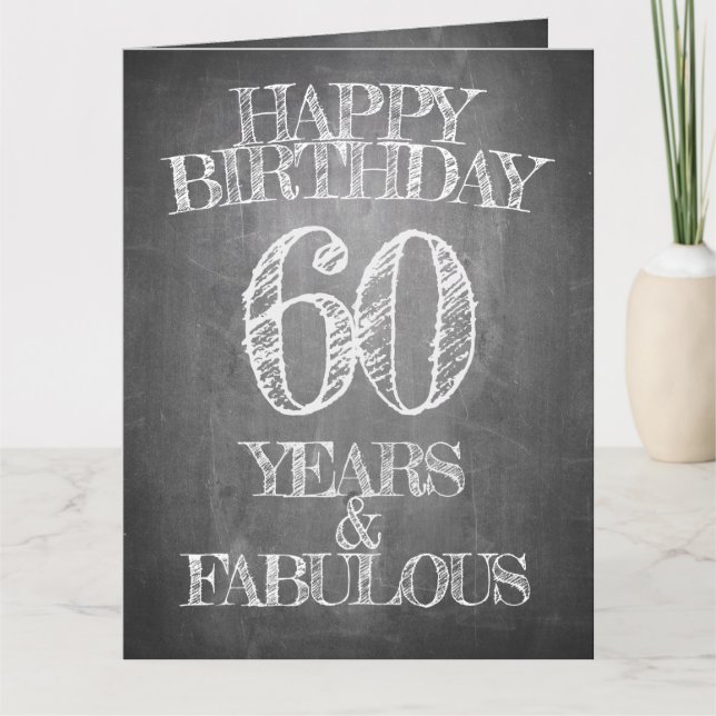 Carte Joyeux Anniversaire - 60 Ans & Fabuleux sur tablea (Devant)