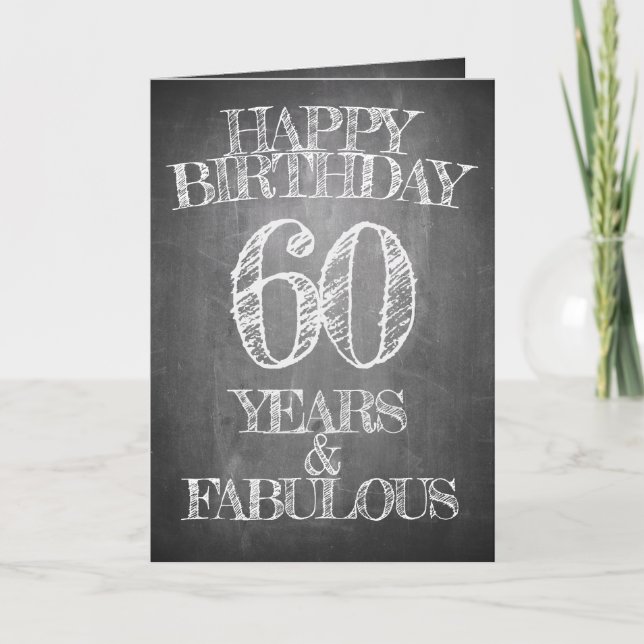 Carte Joyeux Anniversaire - 60 Ans & Fabuleux sur tablea (Devant)