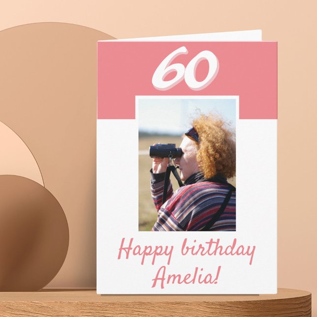 Carte Joyeux Anniversaire 60 Ans Photo Rose (Créateur téléchargé)