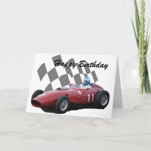 Carte Joyeux anniversaire 6 de voiture de course vintage