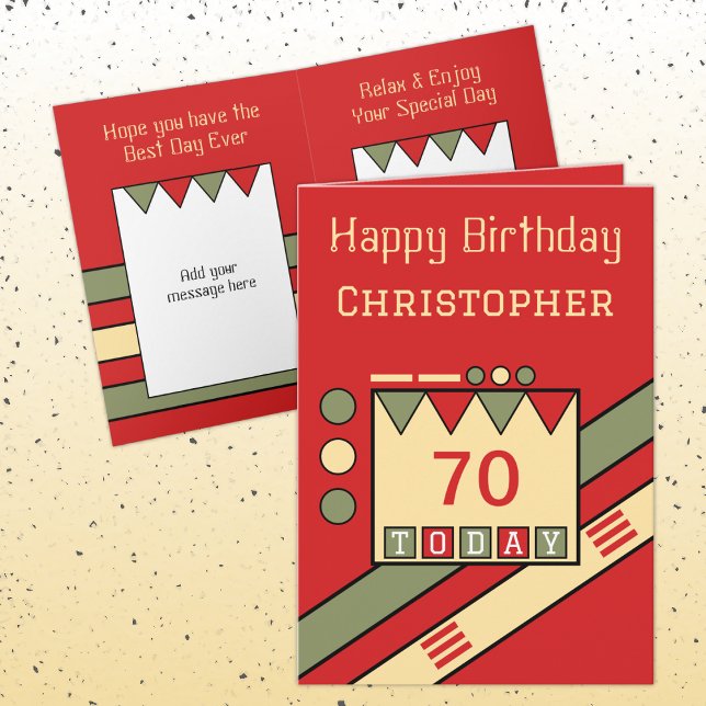 Carte Joyeux anniversaire 70 aujourd'hui ajouter nom rou (Créateur téléchargé)