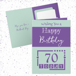 Carte Joyeux anniversaire 70 aujourd'hui vert violet