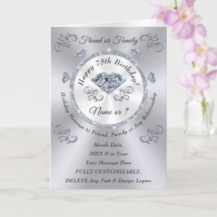 Carte Joyeux Anniversaire 75ème Anniversaire Voeux pour 