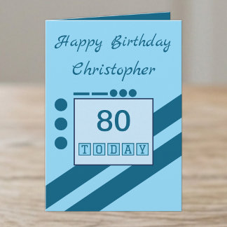 Carte Joyeux anniversaire 80 aujourd'hui ajouter nom ble