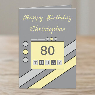 Carte Joyeux anniversaire 80 aujourd'hui ajouter nom gri