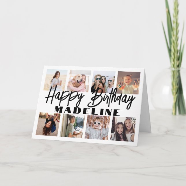 Carte Joyeux anniversaire 8 photo Collage Elégant minima (Devant)