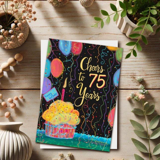 Carte Joyeux anniversaire à 75 ans (Créateur téléchargé)