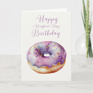 Carte Joyeux anniversaire à Doughnut illustrée à la main