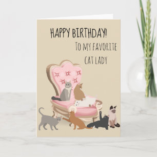Carte Joyeux Anniversaire À Favori Chat Lady