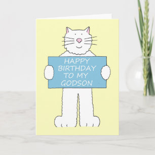 Carte Joyeux anniversaire à Godson Cartoon Cat