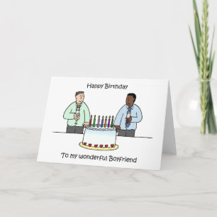Carte Joyeux anniversaire à Interracial Homme Couple