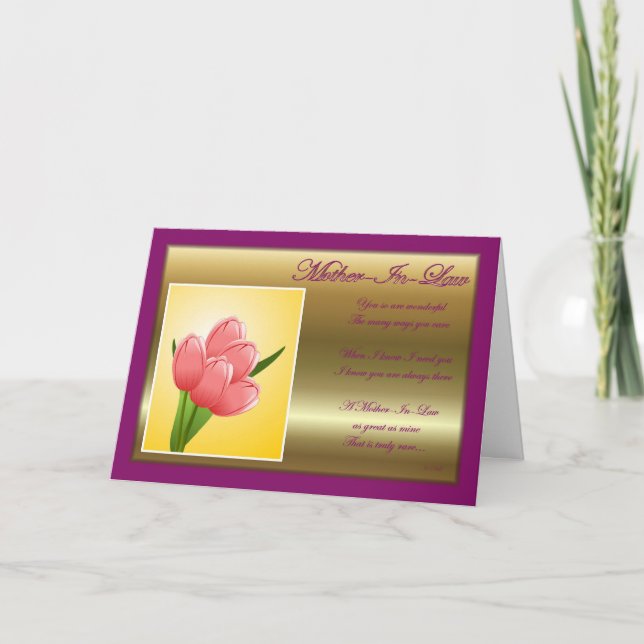 Carte Joyeux anniversaire à la belle-mère avec des fleur (Devant)