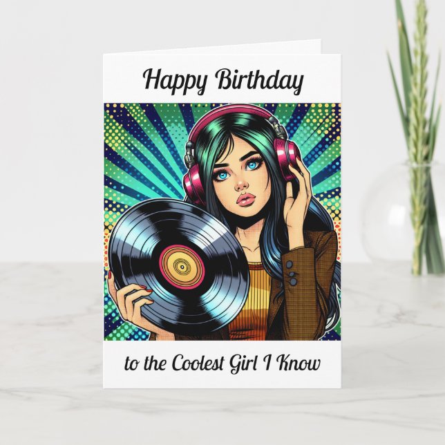 Carte Joyeux Anniversaire à la Fille la Plus Cool que je (Devant)
