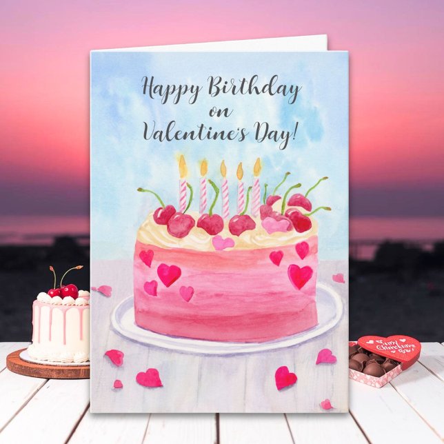 Carte Joyeux anniversaire à la Saint-Valentin Cerise Van (Créateur téléchargé)