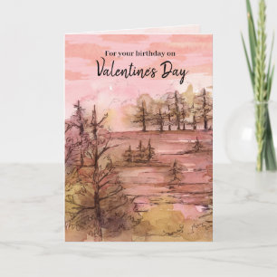 Carte Joyeux anniversaire à la Saint-Valentin Sunset Mou