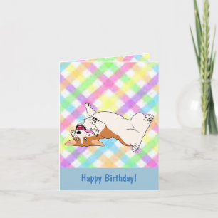 Carte Joyeux Anniversaire à l'envers du dessin de Corgi
