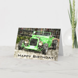 Carte Joyeux anniversaire à l'homme voiture classique