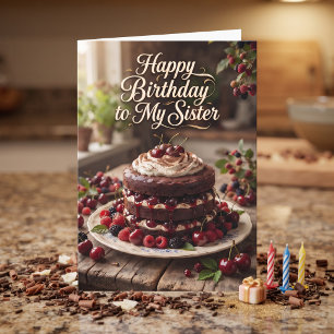 Carte Joyeux Anniversaire à ma Soeur Gâteau au Chocola