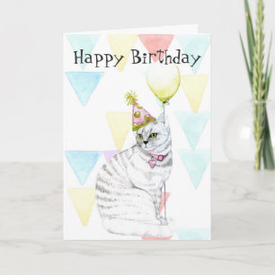 Carte Joyeux anniversaire à Meow Kitty avec ballon