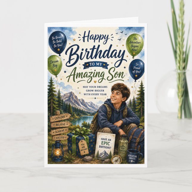 Carte Joyeux Anniversaire à Mon Fils Incroyable Aventure (Devant)
