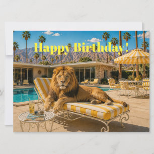 Carte Joyeux anniversaire à Palm Springs 1950 au bord de