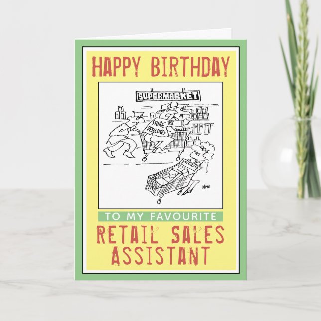 Carte Joyeux anniversaire à un assistant de vente au dét (Devant)
