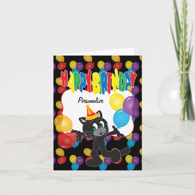 Carte Joyeux anniversaire à un chat Cool (Devant)