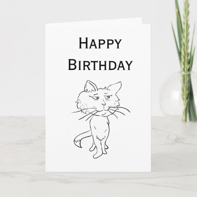 Carte Joyeux anniversaire à un chat frais (Devant)