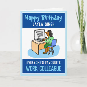 Carte Joyeux anniversaire à un collègue de travail asiat