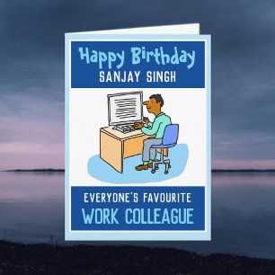 Carte Joyeux anniversaire à un collègue de travail asiat