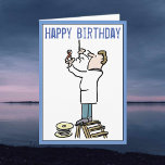 Carte Joyeux anniversaire à un électricien<br><div class="desc">Une carte d'anniversaire avec un dessin animé représentant un électricien réparant un raccord de lumière,  debout sur un raccord. Carte idéale pour tout électricien ou entrepreneur électrique</div>
