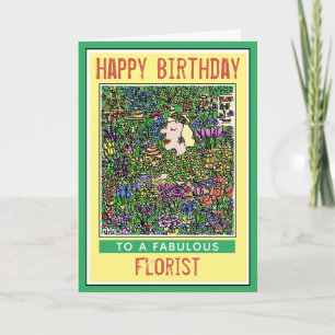 Carte Joyeux Anniversaire à un Fleuriste. Anniversaire F