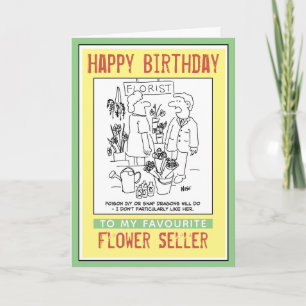 Carte Joyeux anniversaire à un fleuriste ou un vendeur d