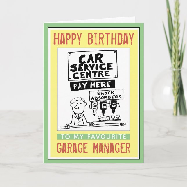 Carte Joyeux anniversaire à un Garage Manager (Devant)